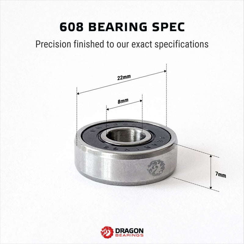 Fireball Dragon Roller Skate Bearings 16 Pack - High Performance Skate Rated Rollerblade Bearings - Dragon Roller Bearing Inline Skate Bearings, Guaranteed for Life (ONE Size, Race) - Image 3